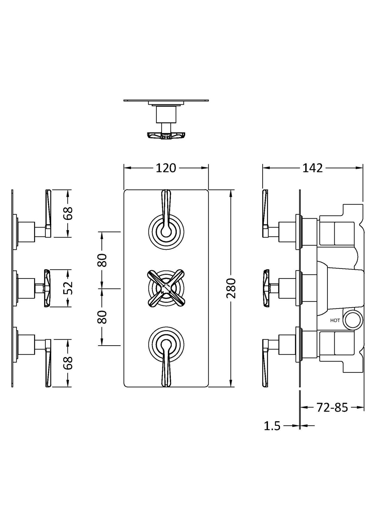 Triple Thermostatic Shower Valve With Diverter - Image 2