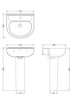 550mm Basin & Pedestal - Image 3
