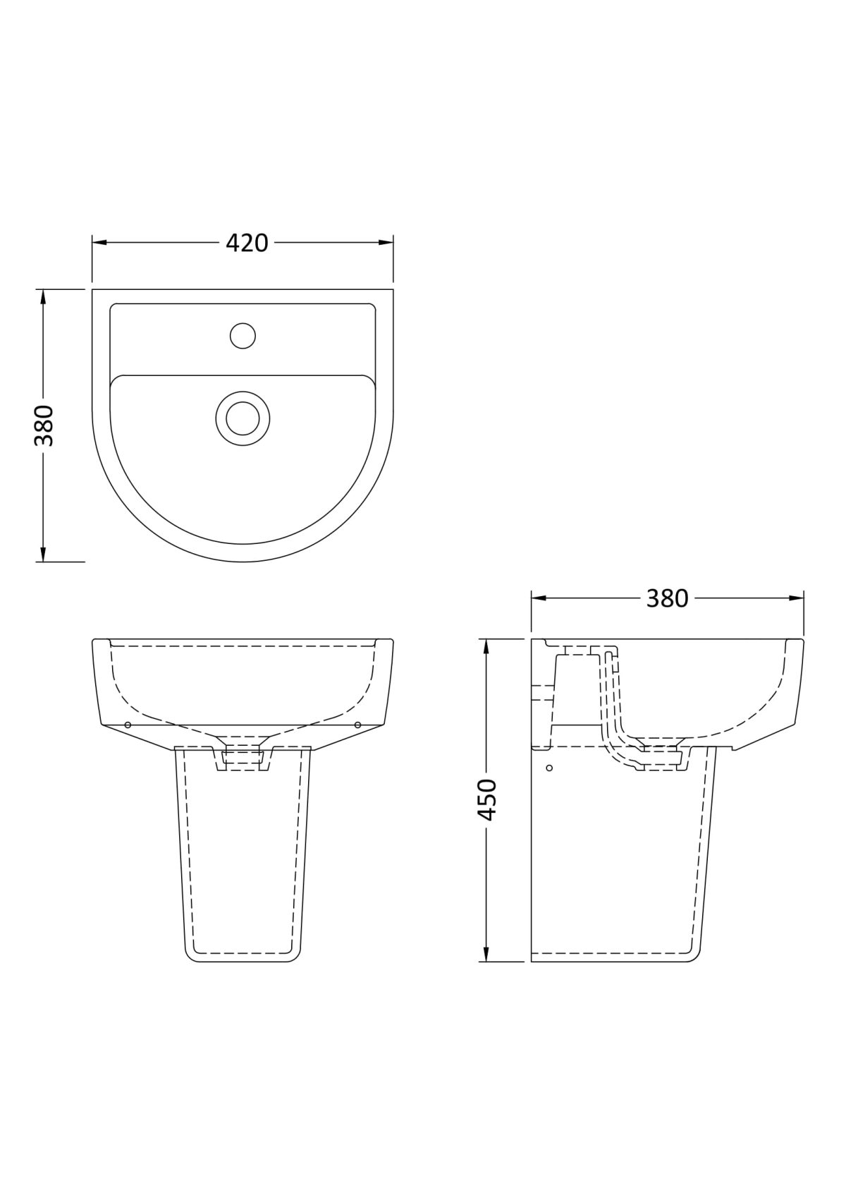 420mm Basin & Semi Pedestal - Image 4