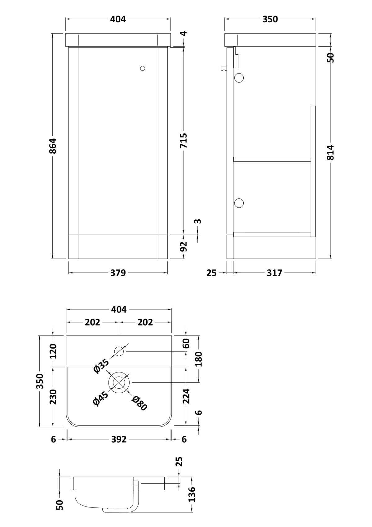 400mm Floor Standing 1-Door Vanity & Basin - Image 3