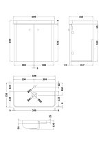 600mm Wall Hung 2 Door Unit & Basin - Image 3