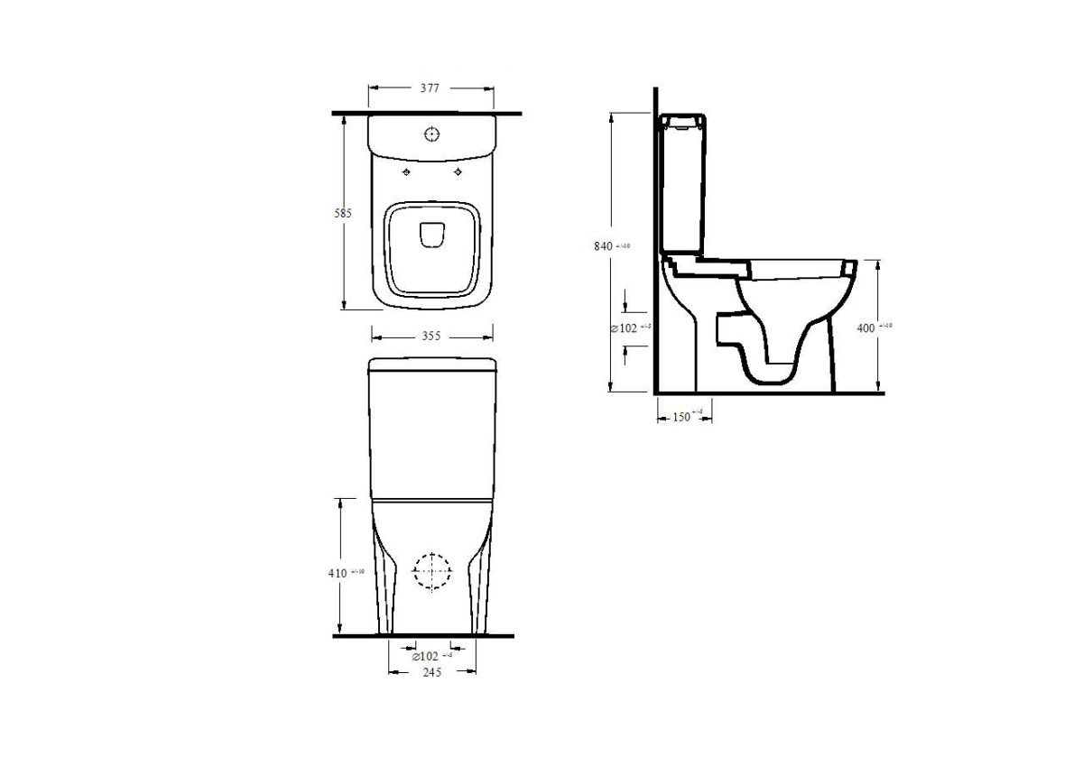 Compact Flush to Wall Pan, Cistern & Seat - Image 2