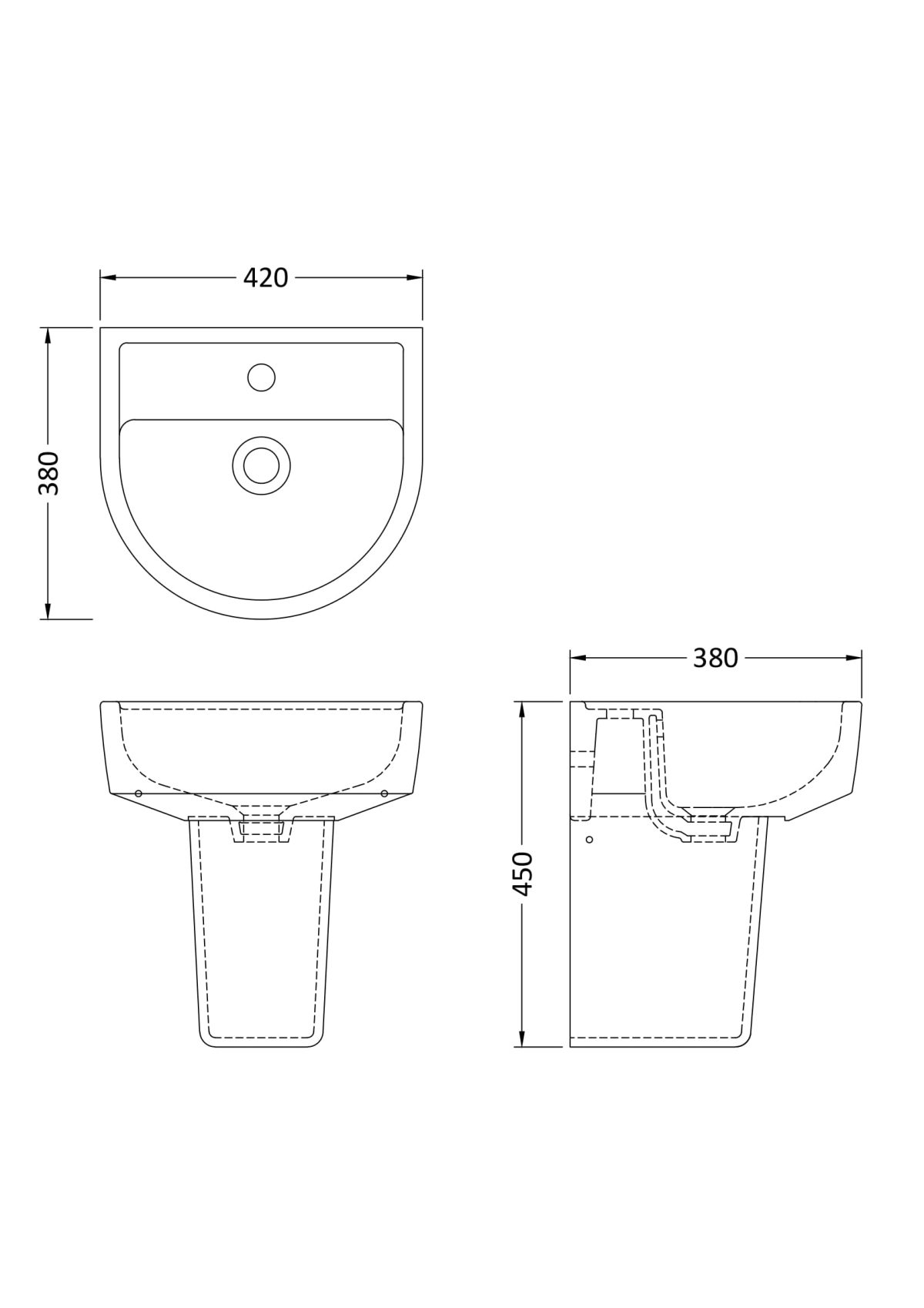 420mm Basin & Semi Pedestal - Image 2
