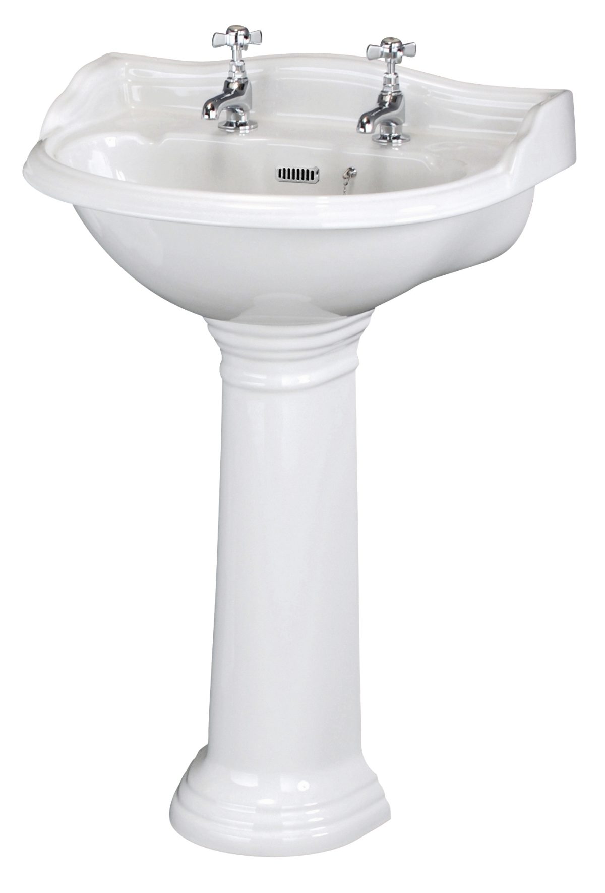 600mm Basin & Pedestal (2 Tap Hole) - Image 1