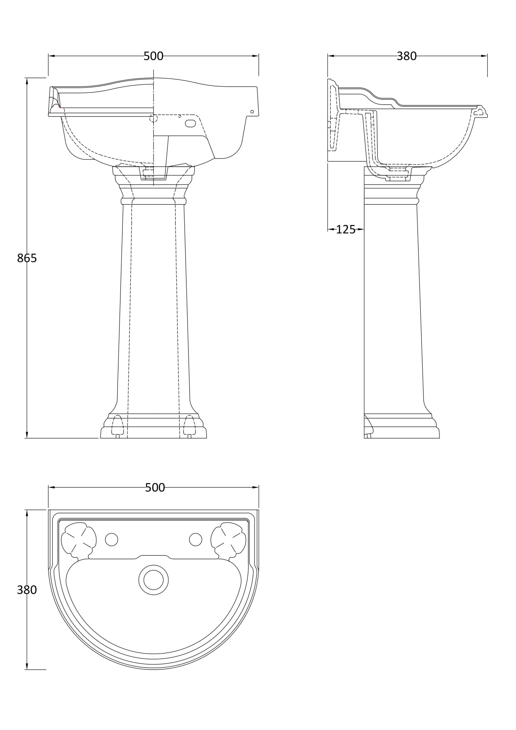 crt005_ceramics_v3_ld.jpg 500mm Basin & Pedestal (2 Tap Hole) - Image 2