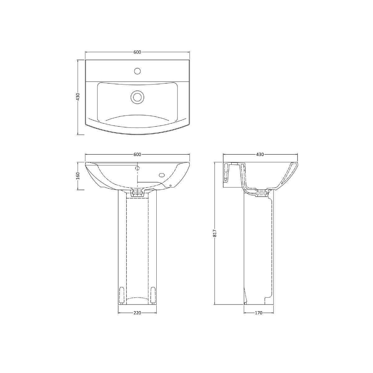 600mm Basin & Pedestal - Image 3