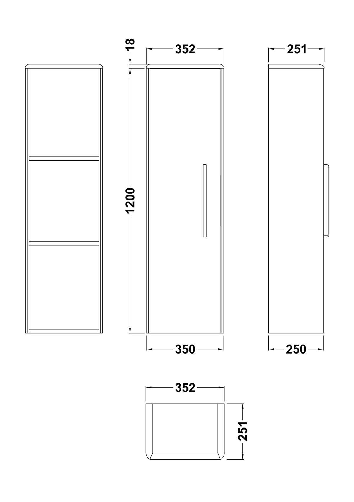 Wall Hung 350mm Tall Unit - Image 2