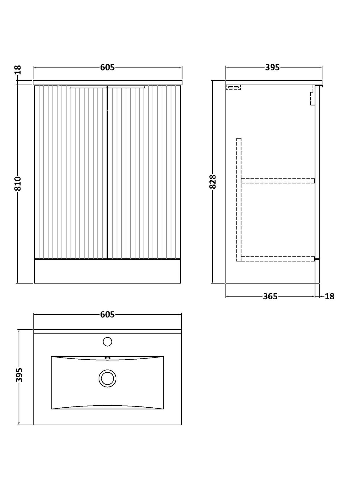 600mm Floor Standing 2 Door Vanity & Basin 2 - Image 3