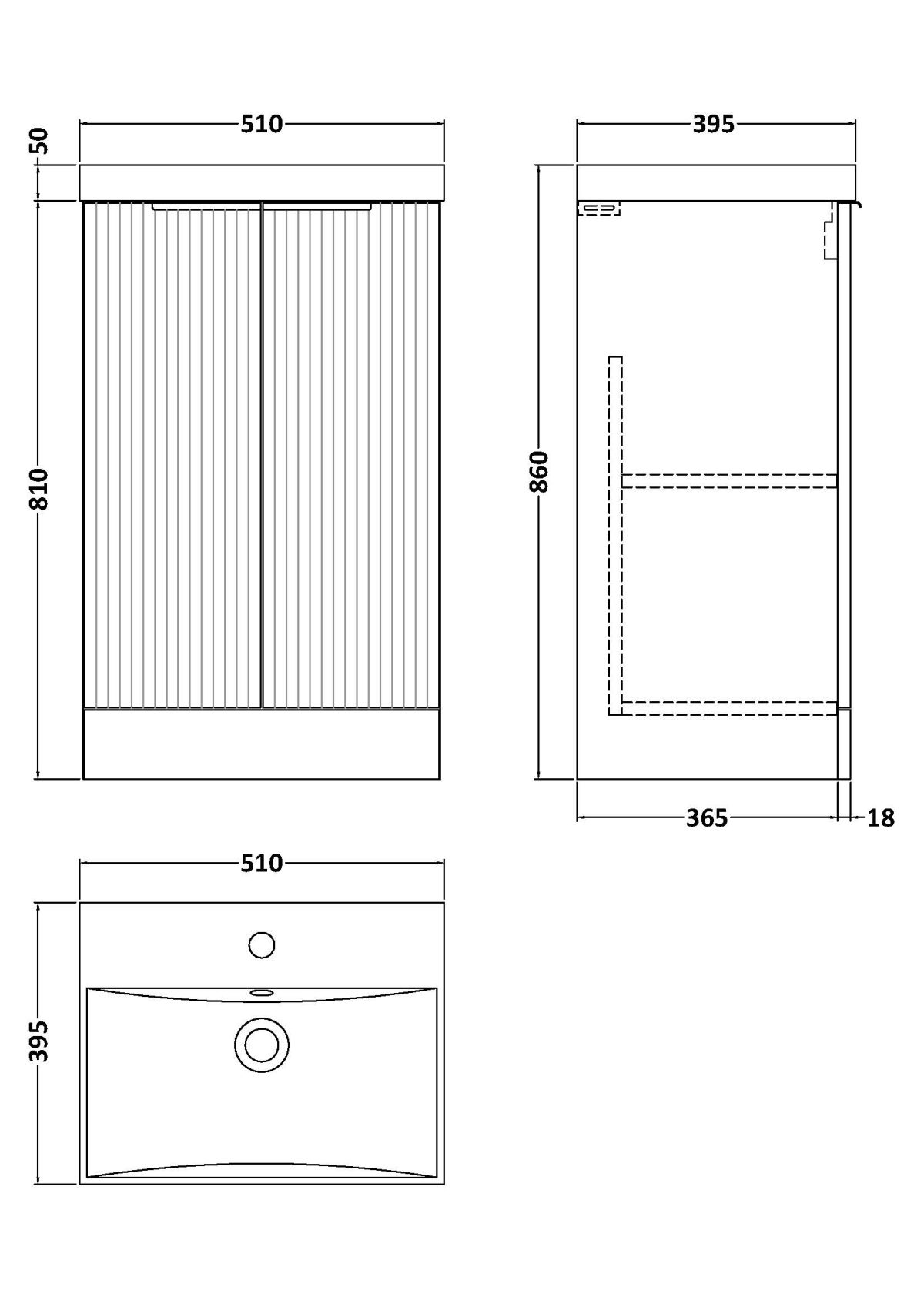500mm Floor Standing 2 Door Vanity & Basin 3 - Image 3