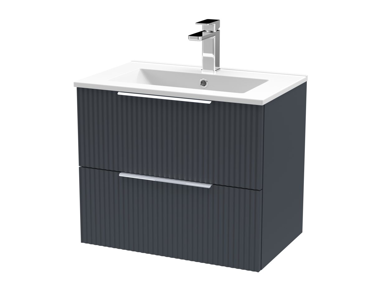 600mm Wall Hung 2 Drawer Vanity & Basin 2 - Image 1