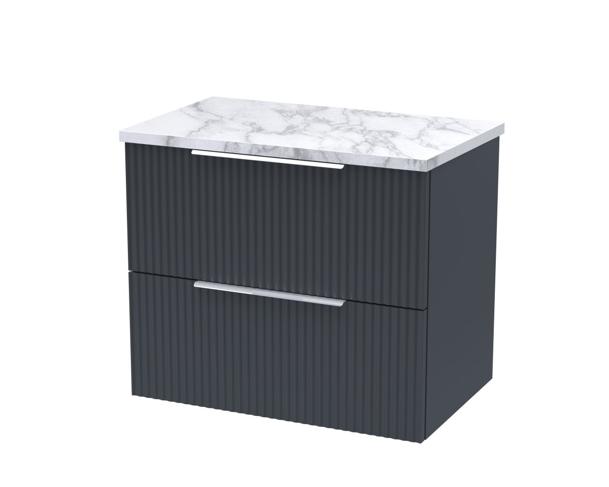 600 Wall Hung 2-Drawer Vanity & Laminate Worktop - Image 1