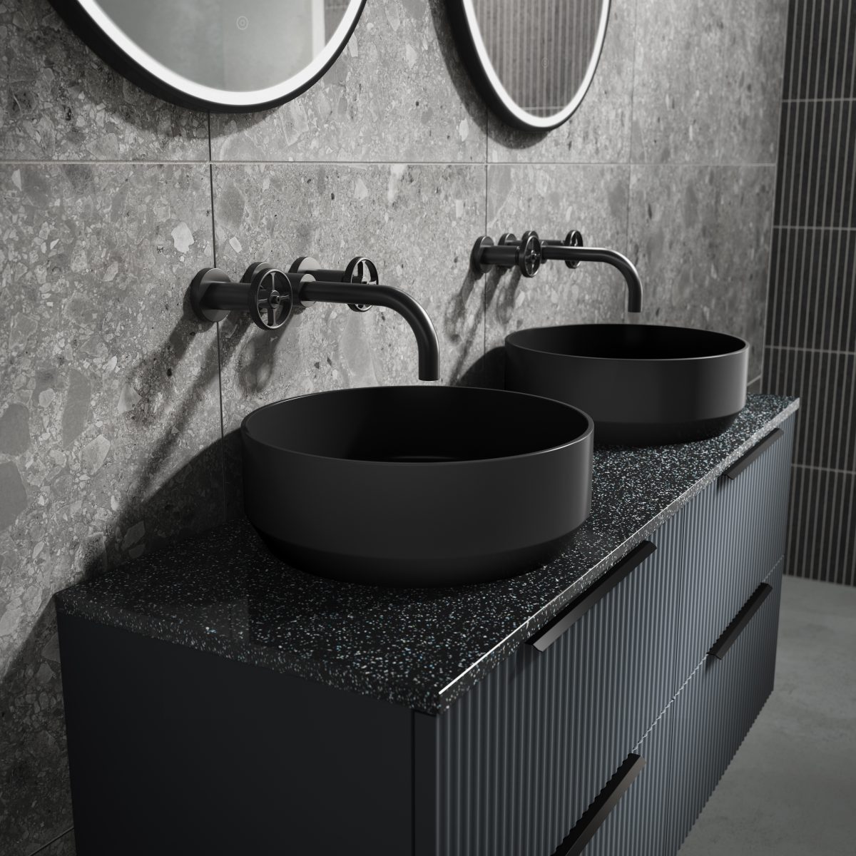 600mm Wall Hung 2 Drawer Vanity & Laminate Top - Image 2