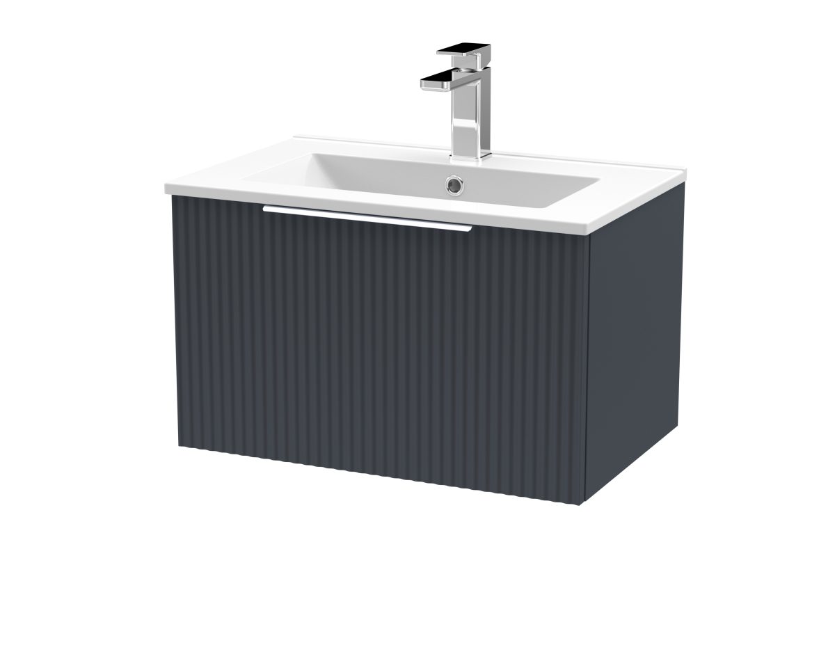 600mm Wall Hung Single Drawer Vanity & Basin 2 - Image 1