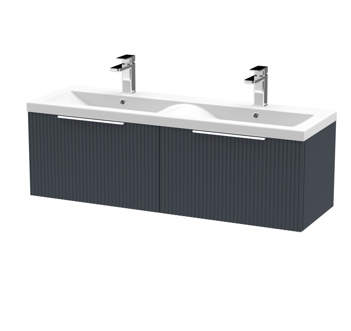 1200mm Wall Hung 2 Drawer Vanity & Double Basin - Image 1
