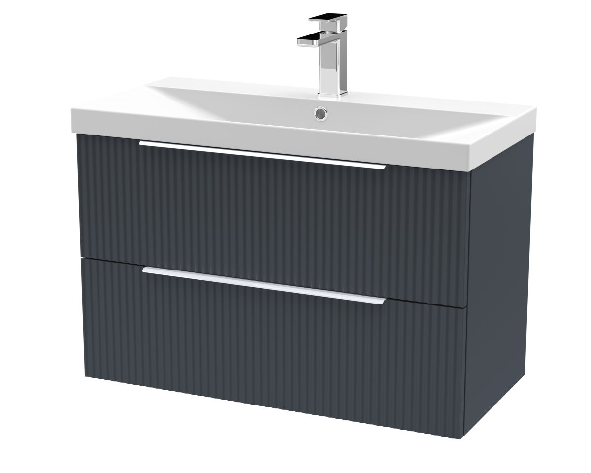 800mm Wall Hung 2 Drawer Vanity & Basin 3 - Image 1