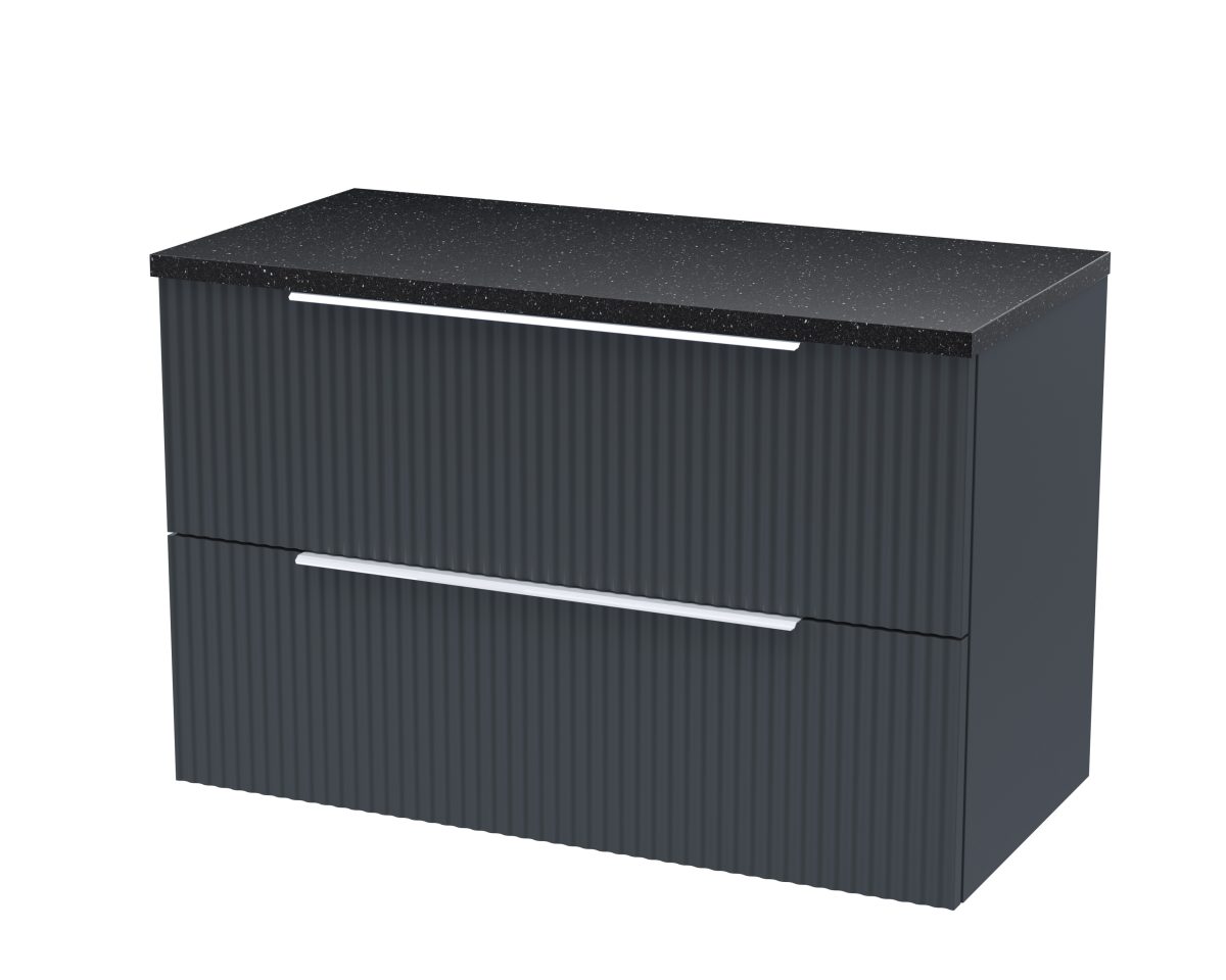 800mm Wall Hung 2 Drawer Vanity & Laminate Top - Image 1