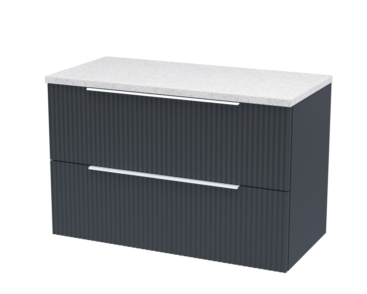 800mm Wall Hung 2 Drawer Vanity & Laminate Top - Image 1