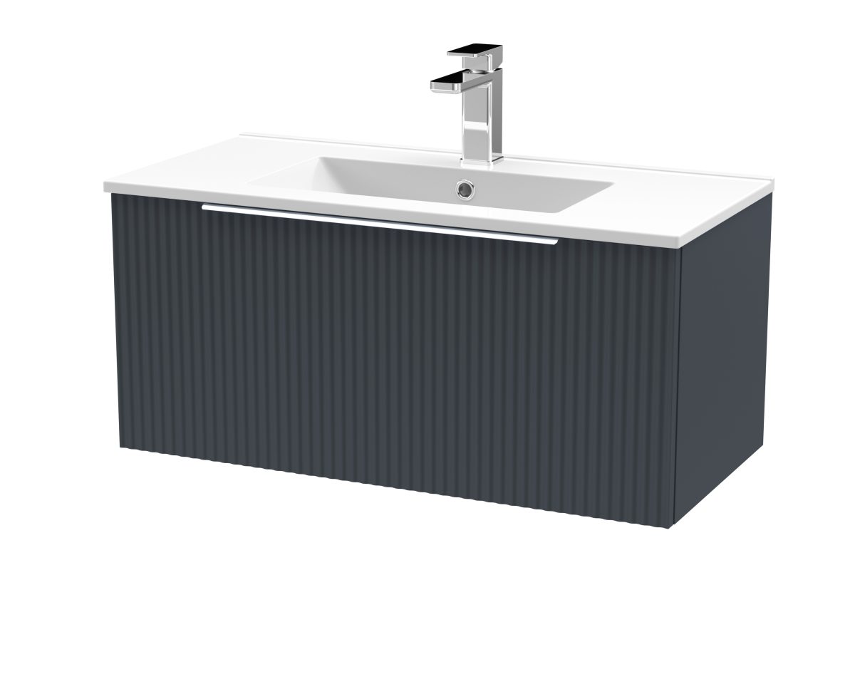 800mm Wall Hung Single Drawer Vanity & Basin 2 - Image 1