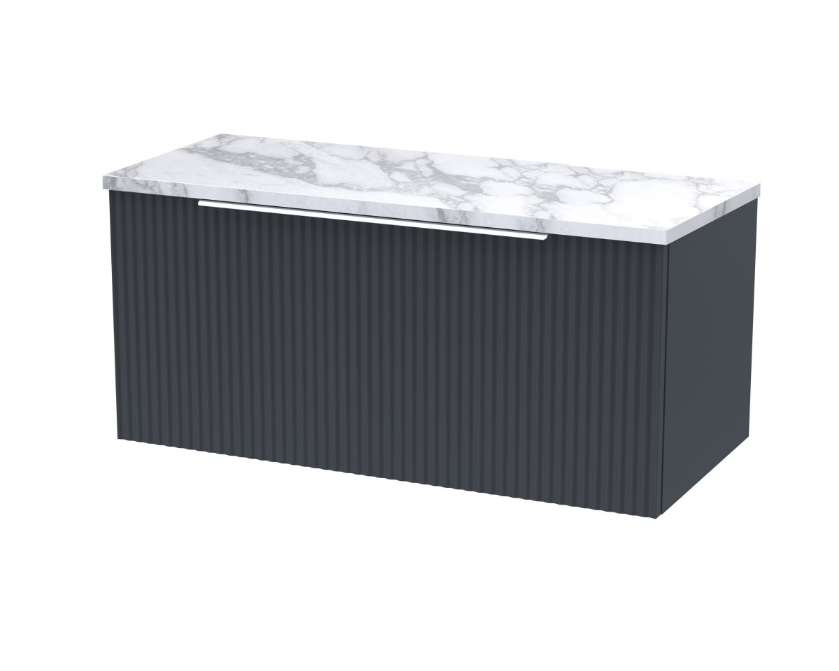 800mm Wall Hung Single Drawer Vanity & Laminate Worktop - Image 1
