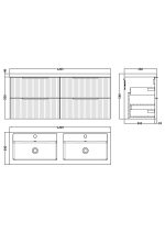 1200mm Wall Hung 4 Drawer Vanity & Double Basin - Image 3