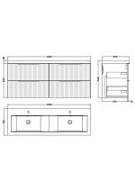 1200mm Wall Hung 4 Drawer Vanity & Double Basin - Image 3