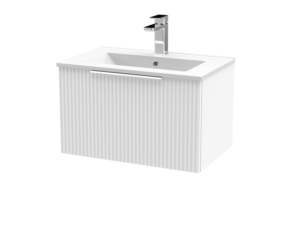 600mm Wall Hung Single Drawer Vanity & Basin 2 - Image 1