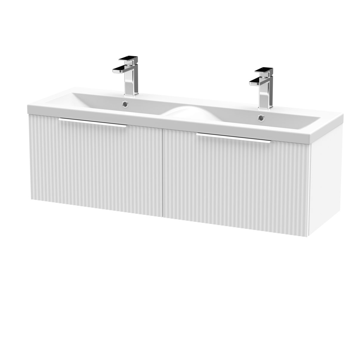 1200mm Wall Hung 2 Drawer Vanity & Double Basin - Image 1