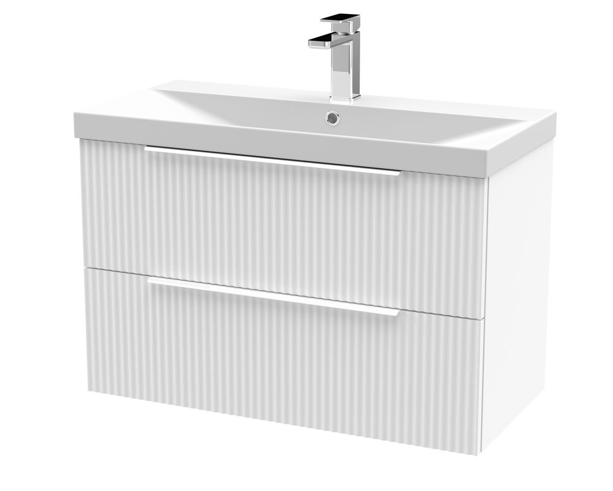 800mm Wall Hung 2 Drawer Vanity & Basin 3 - Image 1