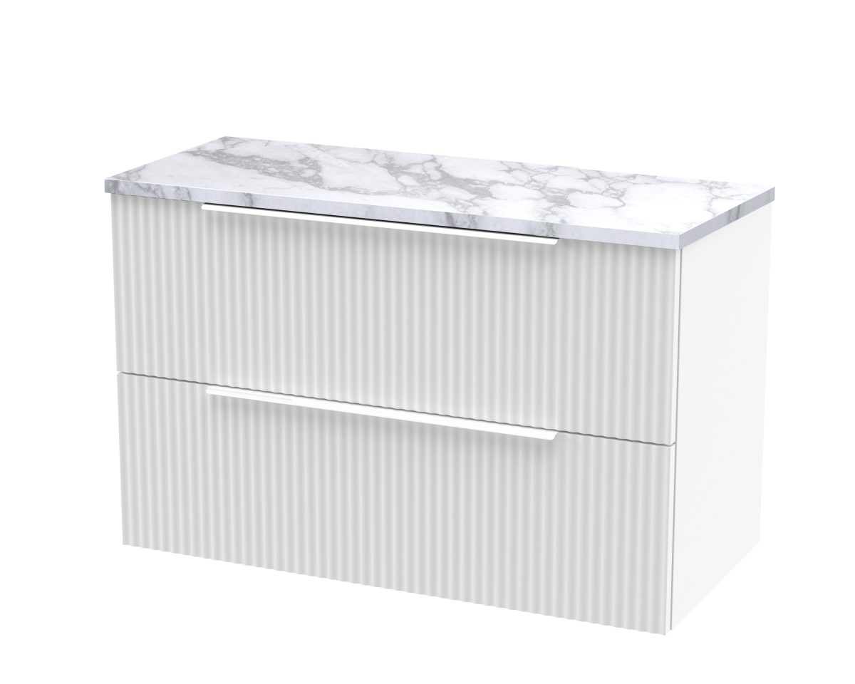 800mm Wall Hung 2-Drawer Vanity & Laminate Worktop - Image 1