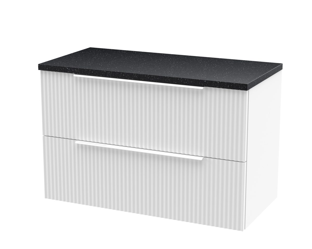 800mm Wall Hung 2 Drawer Vanity & Laminate Top - Image 1