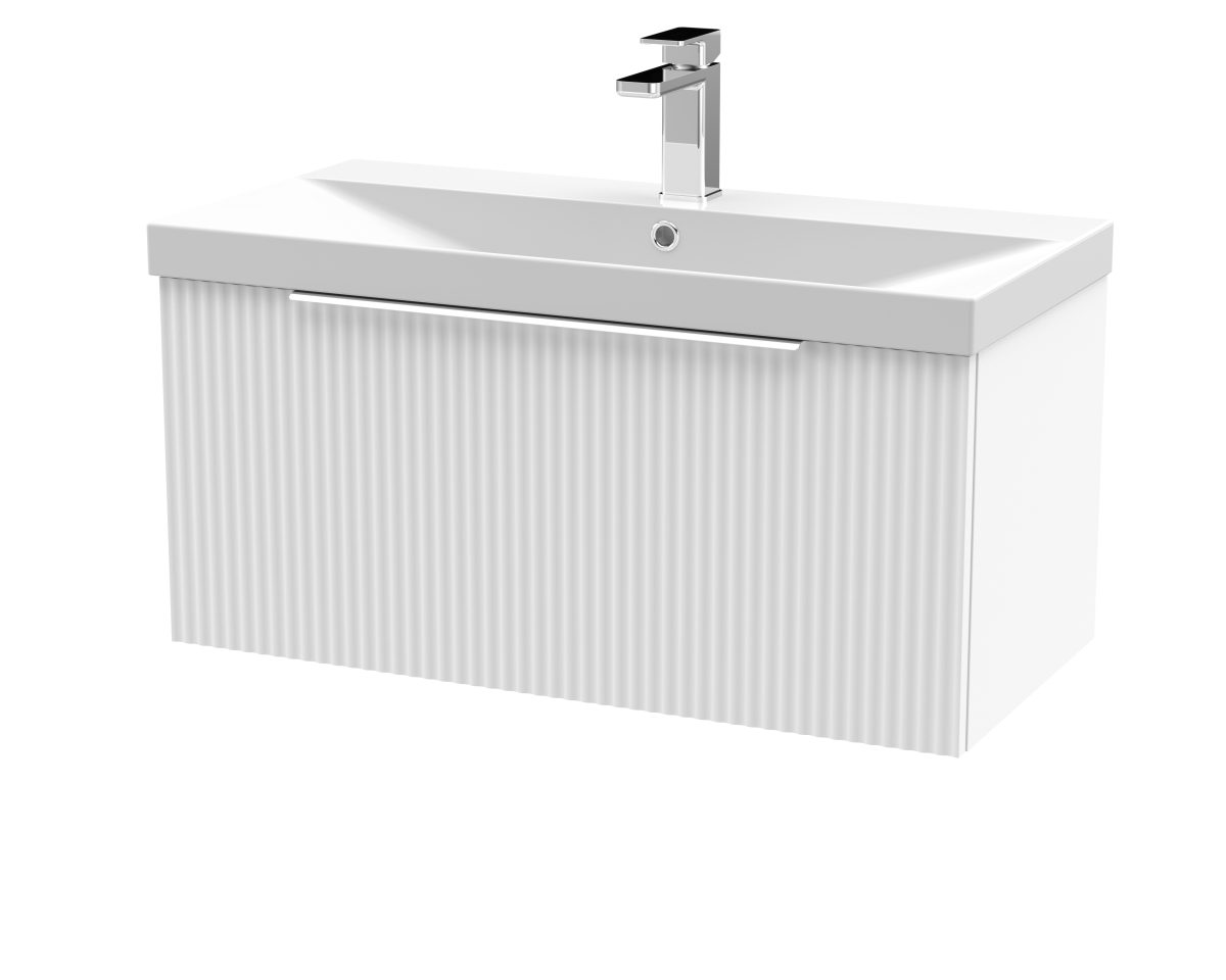 800mm Wall Hung Single Drawer Vanity & Basin 3 - Image 1