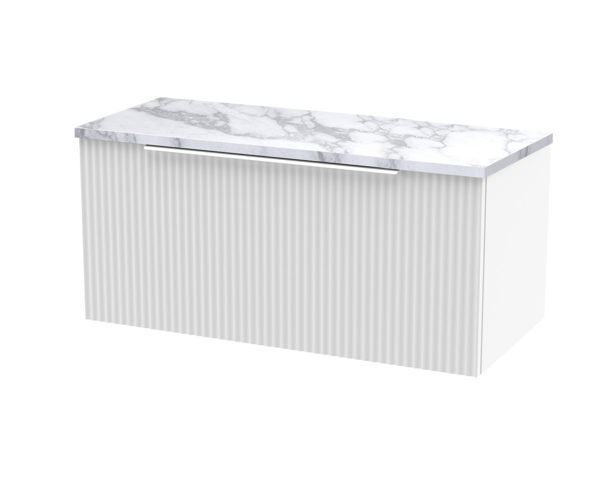 800mm Wall Hung Single Drawer Vanity & Laminate Worktop - Image 1