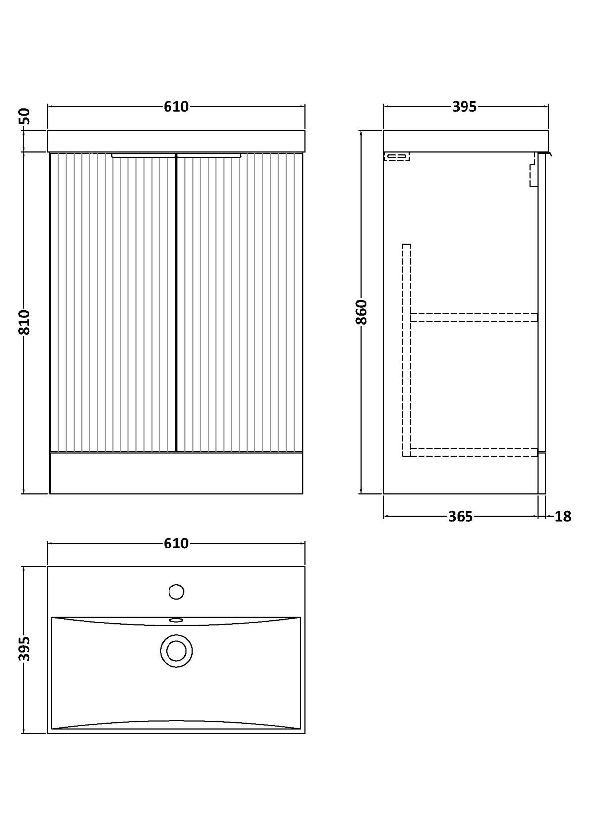 600mm Floor Standing 2 Door Vanity & Basin 3 - Image 3
