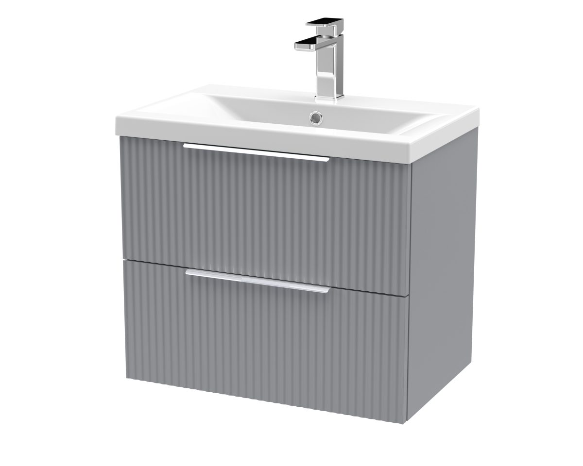 600mm Wall Hung 2 Drawer Vanity & Basin 1 - Image 1