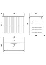600mm Wall Hung 2 Drawer Vanity & Basin 1 - Image 3