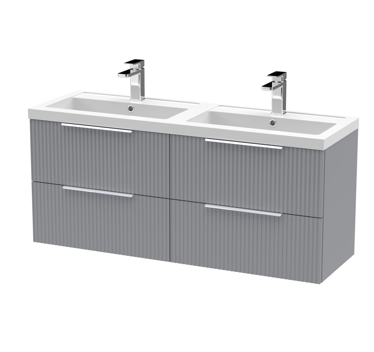 1200mm Wall Hung 4 Drawer Vanity & Double Basin - Image 1
