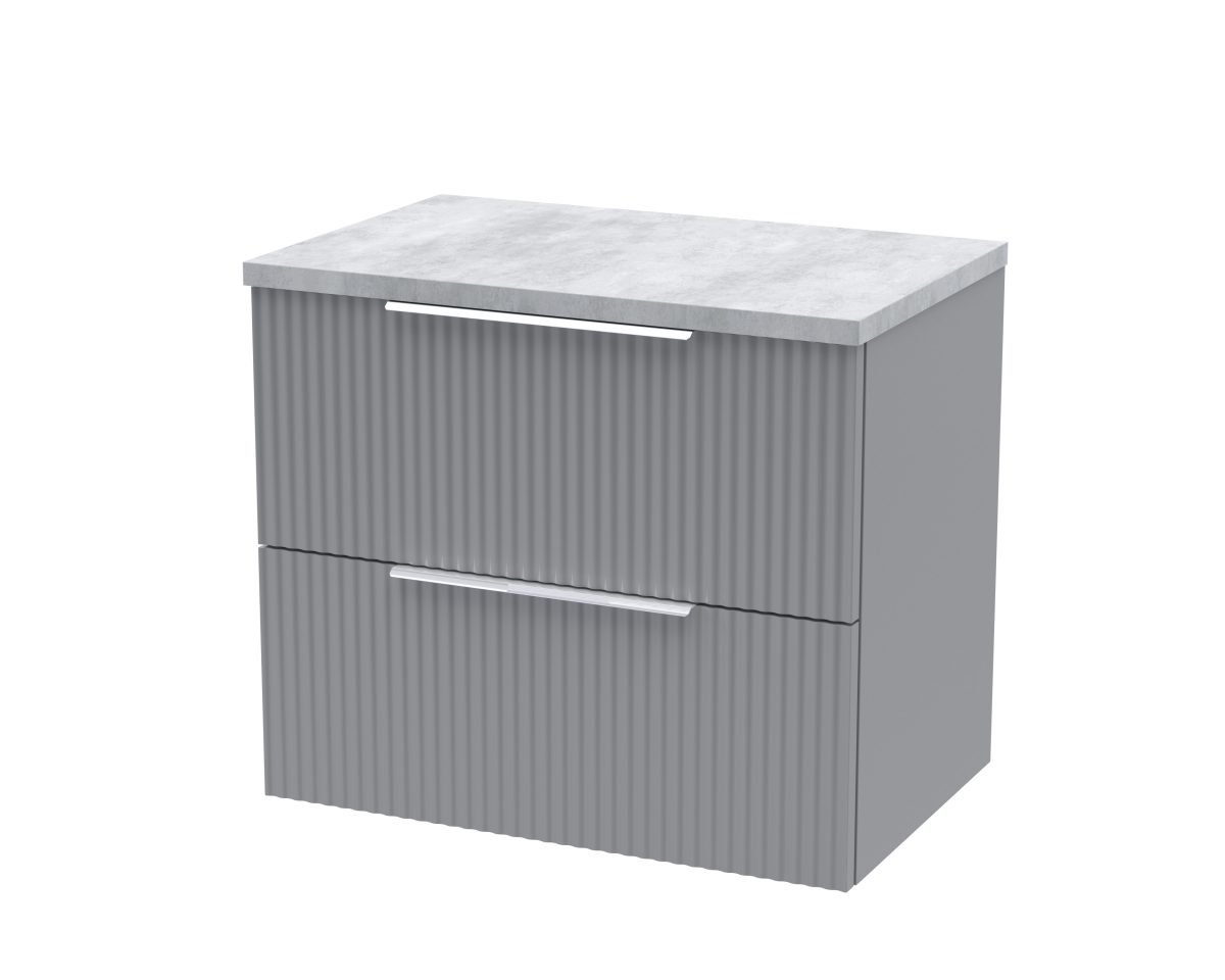 600mm Wall Hung 2 Drawer Vanity & Laminate Top - Image 1
