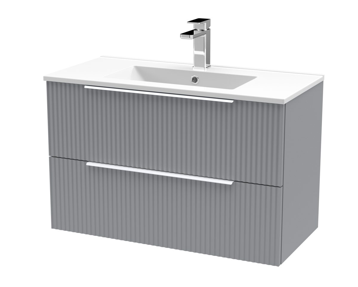 800mm Wall Hung 2 Drawer Vanity & Basin 2 - Image 1