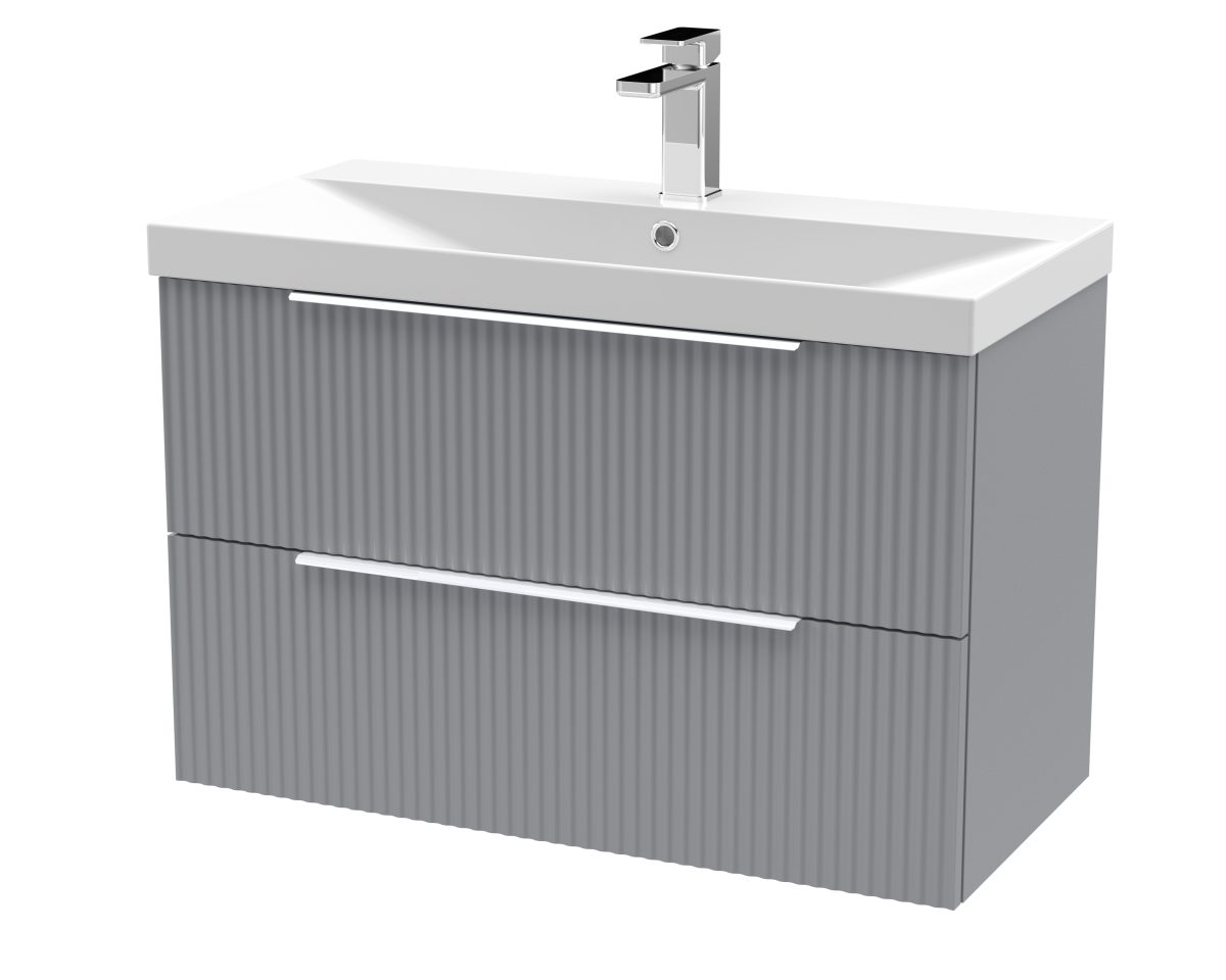 800mm Wall Hung 2 Drawer Vanity & Basin 3 - Image 1