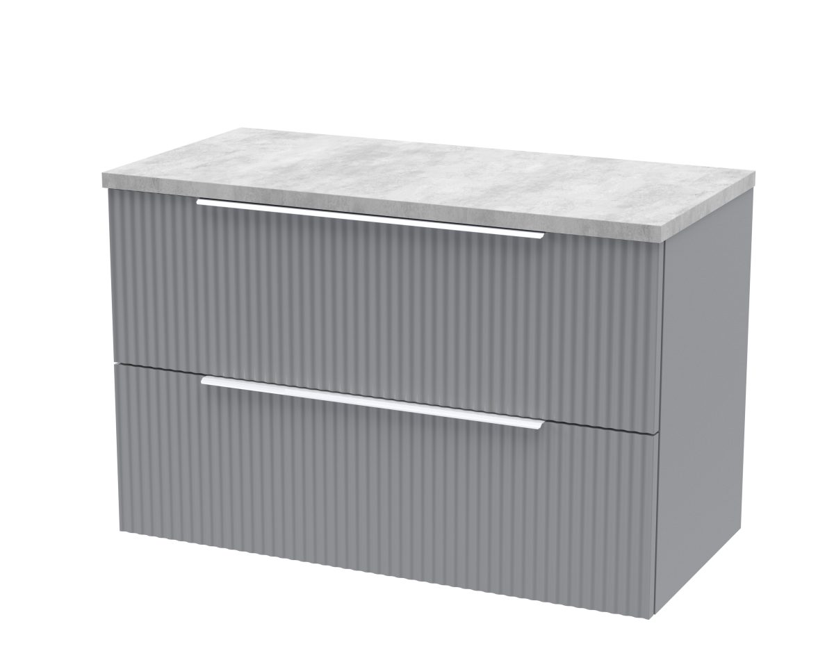 800mm Wall Hung 2 Drawer Vanity & Laminate Top - Image 1