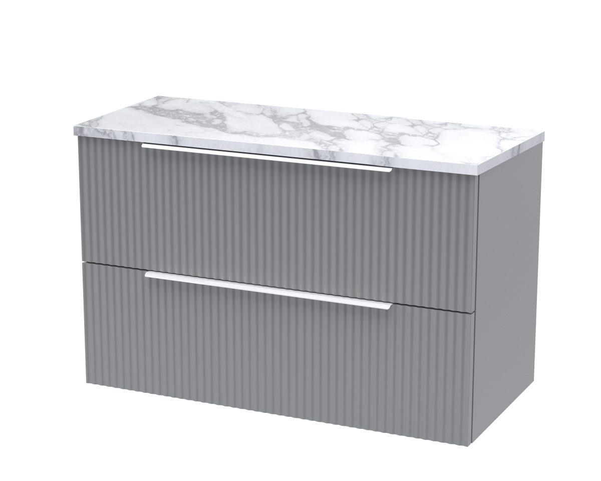 800mm Wall Hung 2-Drawer Vanity & Laminate Worktop - Image 1