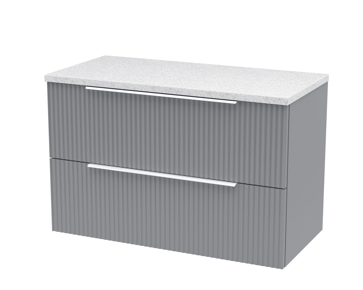 800mm Wall Hung 2 Drawer Vanity & Laminate Top - Image 1