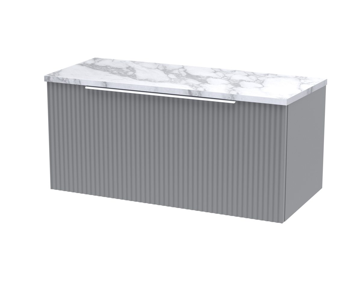 800mm Wall Hung Single Drawer Vanity & Laminate Worktop - Image 1