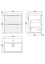 500mm Wall Hung 2 Drawer Vanity & Basin 3 - Image 3