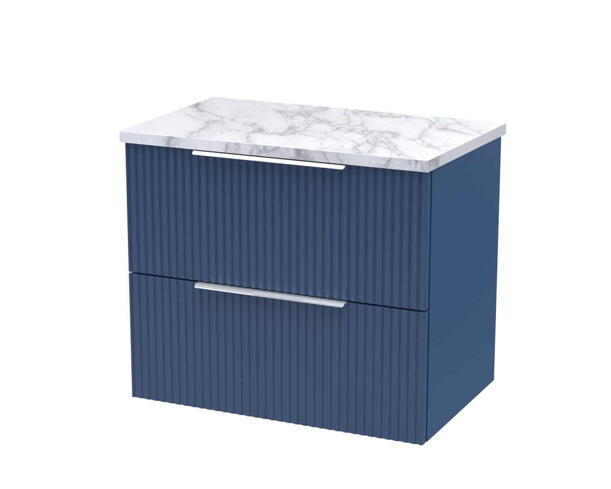 600mm Wall Hung 2-Drawer Vanity & Laminate Worktop - Image 1