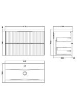 800mm Wall Hung 2 Drawer Vanity & Basin 1 - Image 3