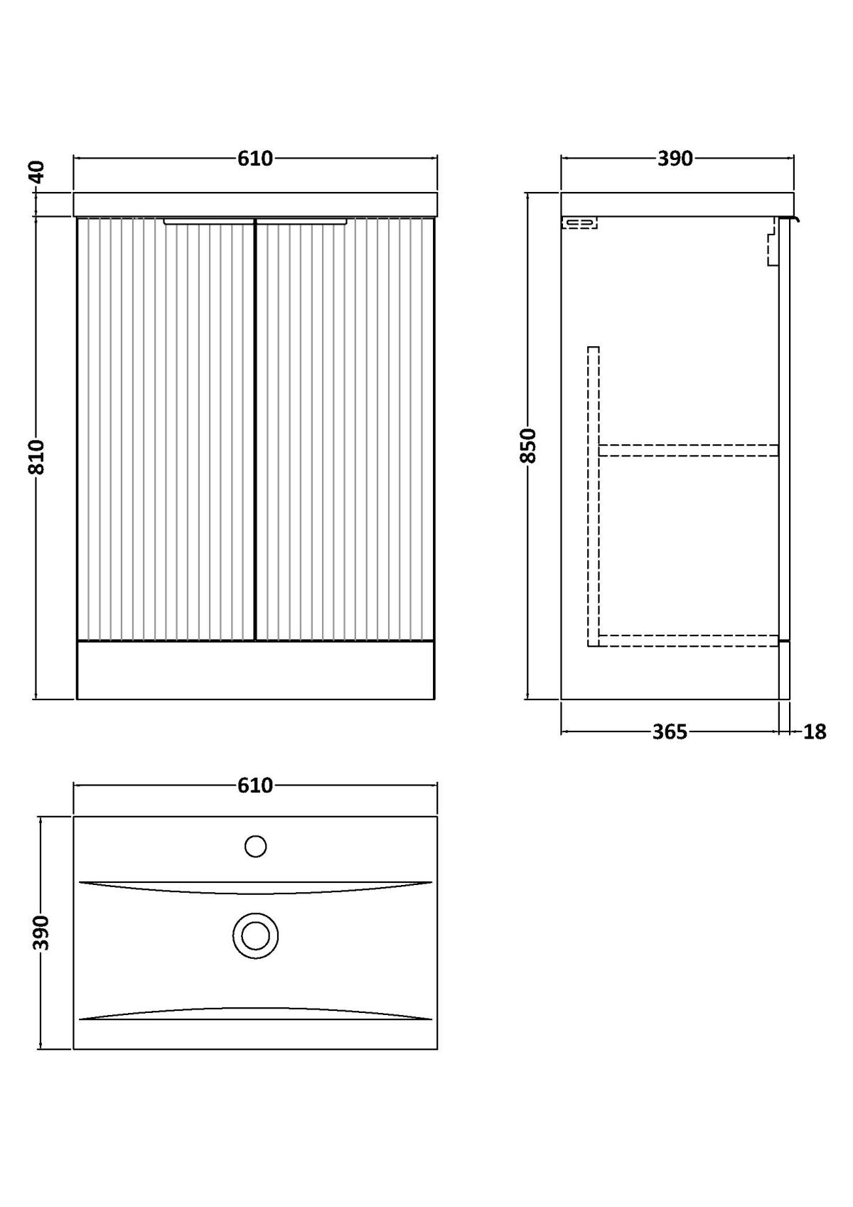 600mm Floor Standing 2 Door Vanity & Basin 1 - Image 3