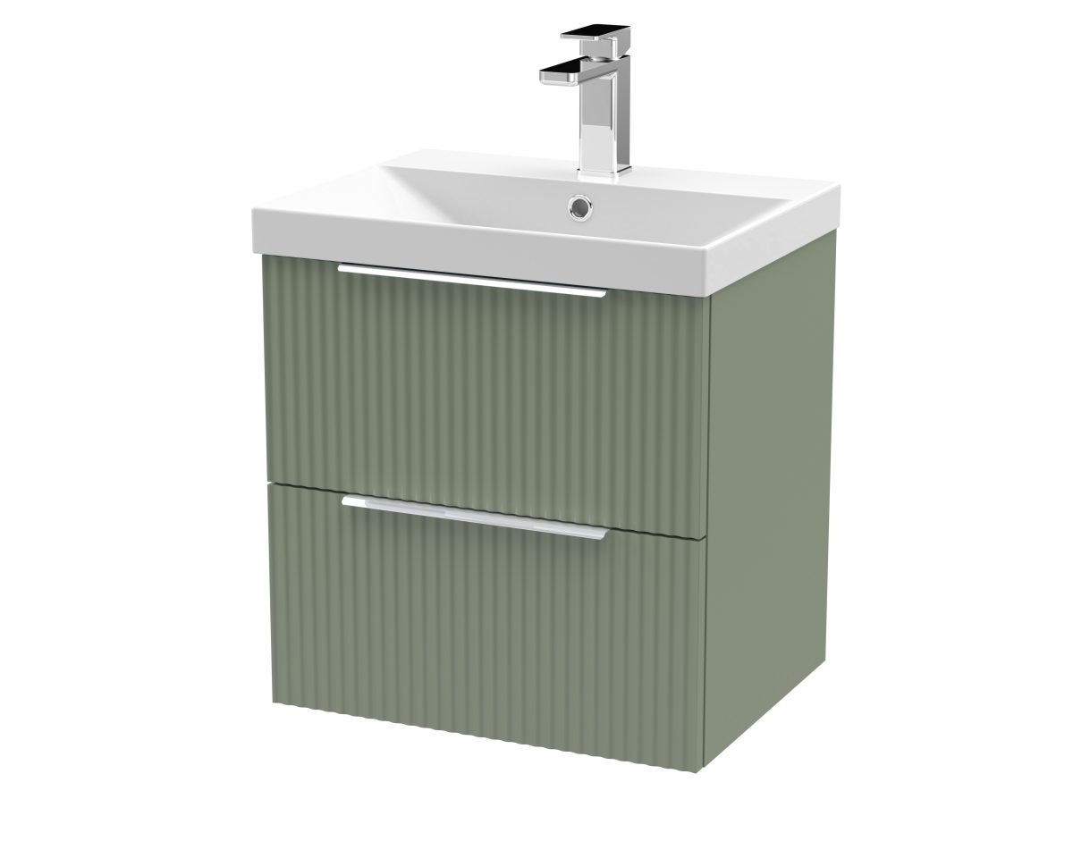 500mm Wall Hung 2 Drawer Vanity & Basin 3 - Image 1
