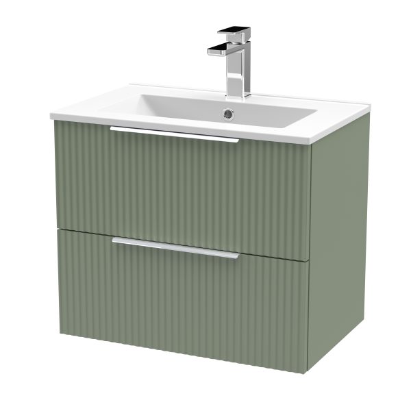 600mm Wall Hung 2 Drawer Vanity & Basin 2