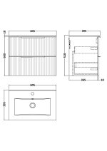 600mm Wall Hung 2 Drawer Vanity & Basin 2 - Image 4